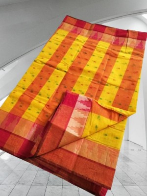 Traditional Sare Self Design Tant Pure Cotton Saree(Multicolor)