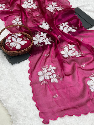 RADHE ENTERPRISE Printed Bollywood Crepe Saree(Pink)