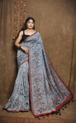 Dixon Self Design Sambalpuri Pure Cotton Saree(Grey)