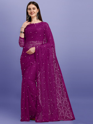 Croza Self Design Bollywood Net Saree(Multicolor)