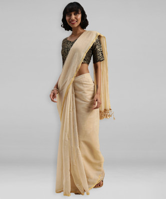 Divastri Solid/Plain Bollywood Cotton Silk Saree(Grey)