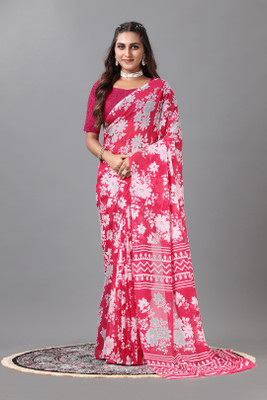 nirmal creation Printed Daily Wear Crepe Saree(Red)