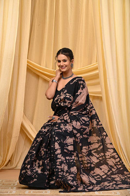 CRAFTWELL Self Design Handloom Pure Cotton Saree(Multicolor)