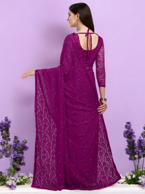 NEXA Self Design Bollywood Net Saree(Purple)