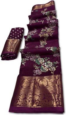 radhe creation Dyed, Printed Patola Art Silk, Silk Blend Saree(Maroon)