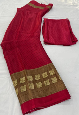 Vichitra Printed Bollywood Crepe Saree(Maroon)