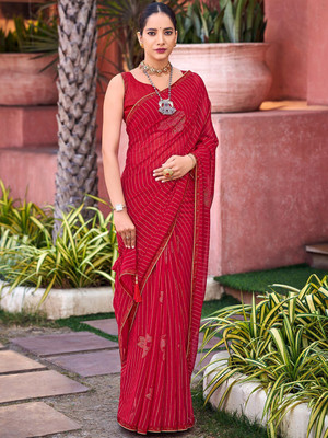 ANOUK Embellished Daily Wear Polyester Saree(Red)