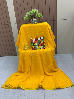 ELEGANCE FAB Embellished Daily Wear Chiffon Saree(Yellow)