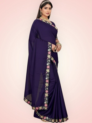 Shree Ambey Self Design Bollywood Georgette Saree(Dark Blue)