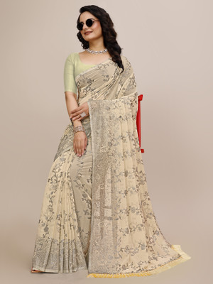 keshav piya fab Embellished, Self Design Bollywood Chiffon, Georgette Saree(Yellow)