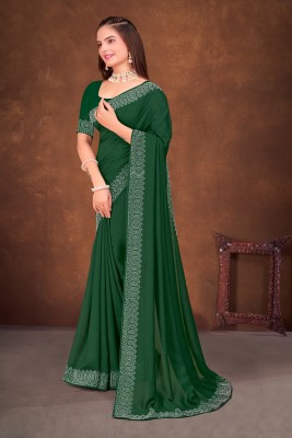 SHAYONAM Embellished Bollywood Georgette, Chiffon Saree(Green)