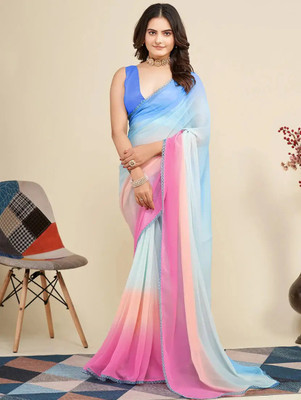 AVANTIKA FASHION Printed, Embellished, Solid/Plain Bollywood Georgette, Art Silk Saree(Multicolor)