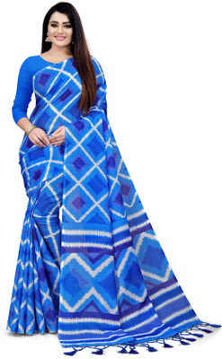 Rajnandini Printed Daily Wear Cotton Blend Saree(Blue)