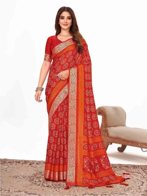 ANOUK Printed Chinnalapattu Silk Blend Saree(Red)