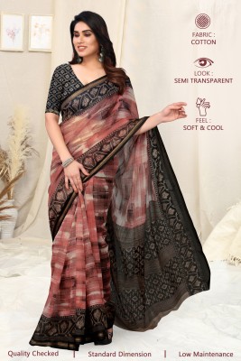 MIRCHI FASHION Printed Daily Wear Cotton Blend Saree(Black)