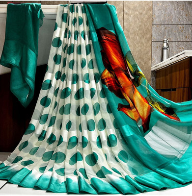 Sitanjali Printed Daily Wear Georgette Saree(Light Green)