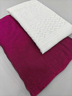 HouseOfCommon Solid/Plain Bollywood Chiffon Saree(Purple)