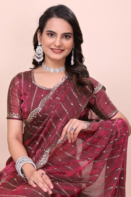 K 5 FASHION Embellished Bollywood Jimmy choo Saree(Pink)