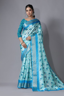 SUKALPA ENTERPRISE Digital Print Banarasi Art Silk Saree(Light Blue)