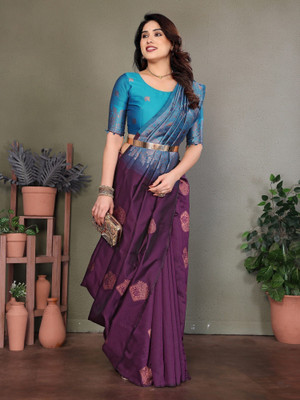 RAJESHWAR FASHION Woven Bollywood Jacquard Saree(Purple)