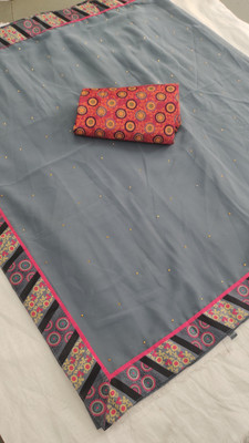 SLERIXX Printed Bollywood Georgette Saree(Grey)