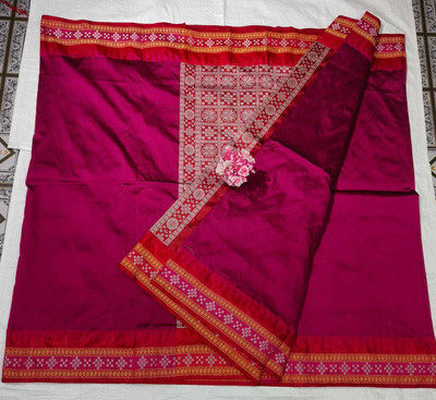 Cirkirow Printed Handloom Cotton Silk Saree(Pink)