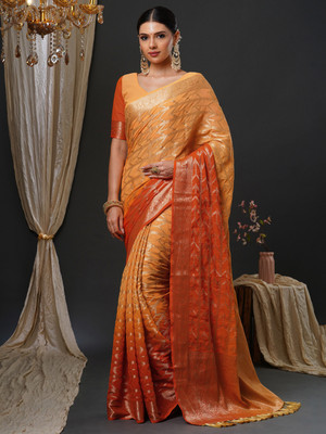 Tasrika Printed Kanjivaram Georgette Saree(Orange)