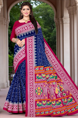 HouseOfCommon Woven Handloom Pure Cotton Saree(Blue)