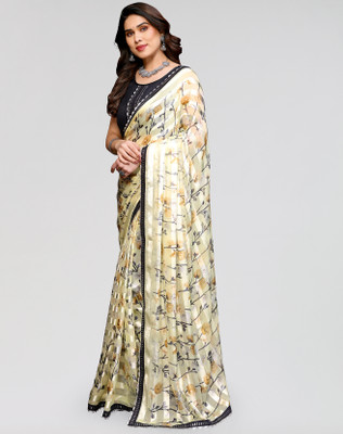 ANIRAV Printed Daily Wear Georgette, Satin Saree(Multicolor)