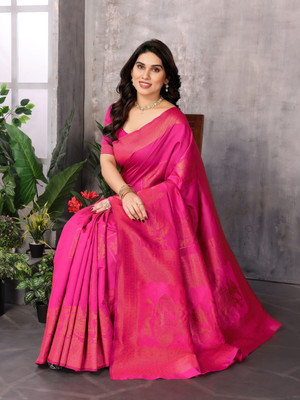 Soor Panchi Woven Banarasi Pure Silk Saree(Pink)