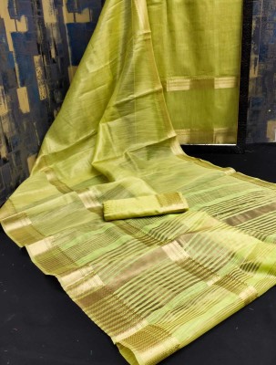 Kuwarika Self Design Kanjivaram Pure Cotton, Cotton Silk Saree(Green)