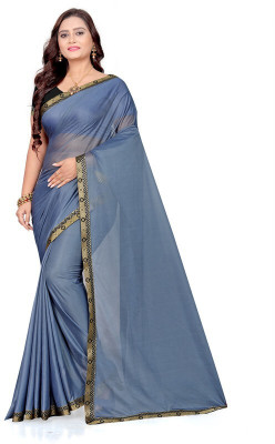 Foxsite Solid/Plain Bollywood Lycra Blend Saree(Grey)