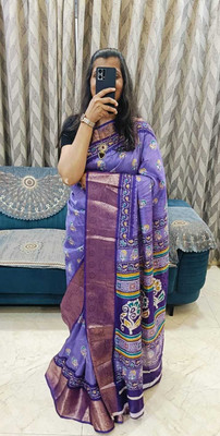 Sniccs Trend Printed, Woven Bollywood Pure Silk Saree(Purple)