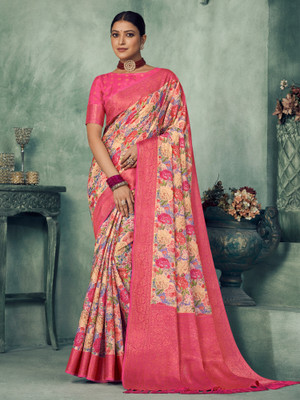 Sareemall Digital Print Madurai Tussar Silk Saree(Multicolor)