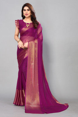 FABMORA Embellished Bollywood Chiffon, Georgette Saree(Purple)