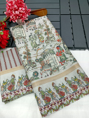 HangerStories Floral Print Kanjivaram Cotton Silk, Pure Silk Saree(Multicolor)