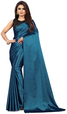 PCDESIGNER Solid/Plain Bollywood Satin Saree(Multicolor)