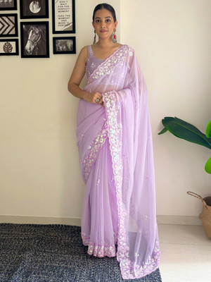 ANOUK Embellished Banarasi Georgette Saree(Purple)