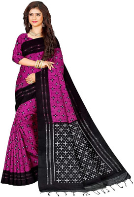 Shree Hari Printed Sambalpuri Cotton Blend Saree(Pink)