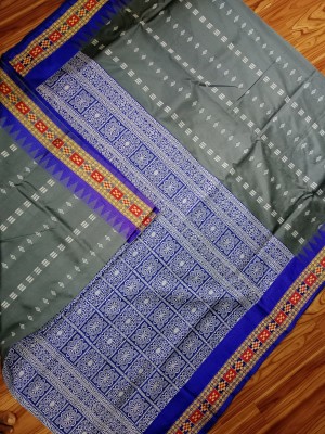 Hozaifa Sarees Self Design Sambalpuri Silk Blend Saree(Blue, Pink)