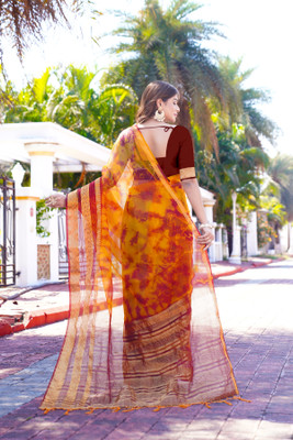 Aarunika AF Solid/Plain Bollywood Organza Saree(Maroon)