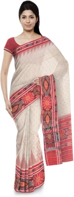 handloom paridhaan Self Design Handloom Pure Cotton Saree(White)