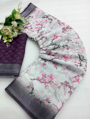 AARAANA Printed Kanjivaram Linen Saree(Multicolor)