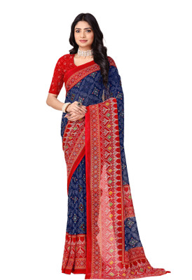 Kanooda Prints Printed Daily Wear Georgette Saree(Multicolor)