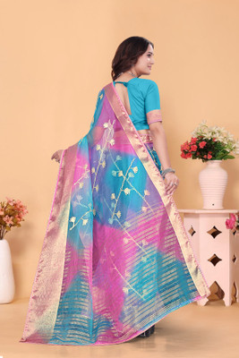 Aarunika SKT Solid/Plain Bollywood Organza Saree(Yellow)