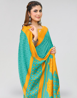 ANIRAV Printed Bollywood Tussar Silk Saree(Blue, Yellow)