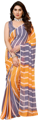 SHREE SOMANATH JARI Printed Bollywood Georgette Saree(Orange, Grey)