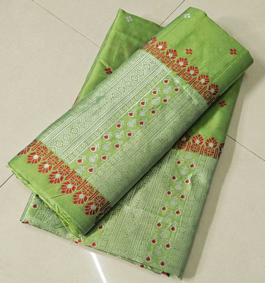 vrajnetic Woven Mekhela Chador Pure Silk Saree(Multicolor)