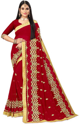 Aamna Fashion Self Design Bollywood Georgette Saree(Maroon)