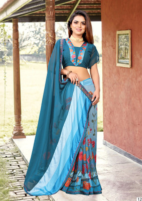 Vastram Enterprise Printed Bollywood Georgette Saree(Dark Blue)